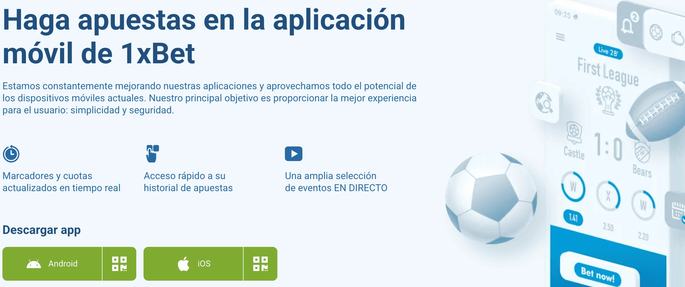 1xBet: aplicación móvil para acceder a la plataforma online desde el smartphone